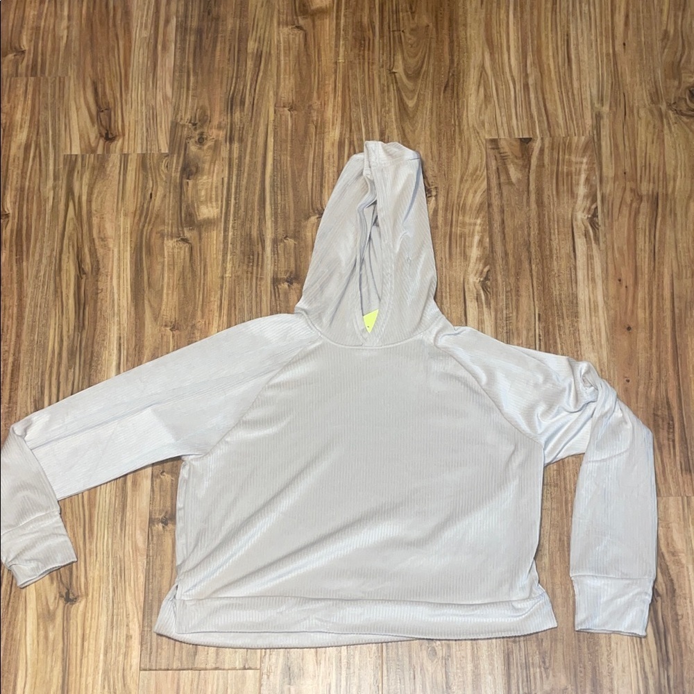 All in Motion women’s large hoodie sweatshirt velour ribbed tan beige NWT